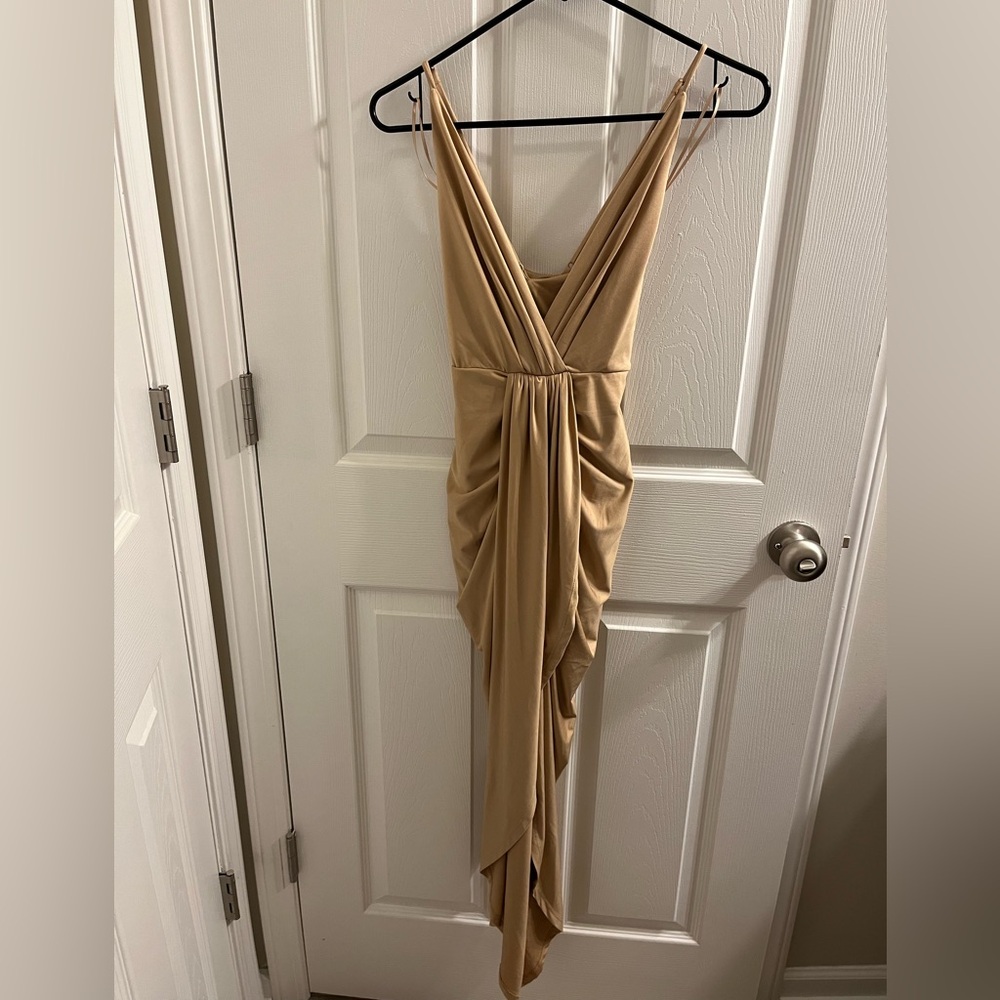 Miss Avenue Grecian Style Dress in Nude